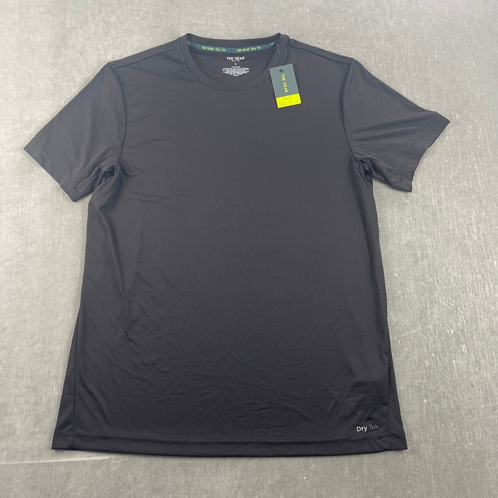 Tek Gear Mens Large Mineral Black Dry Tek Performance T-Shirt Moisture Wicking